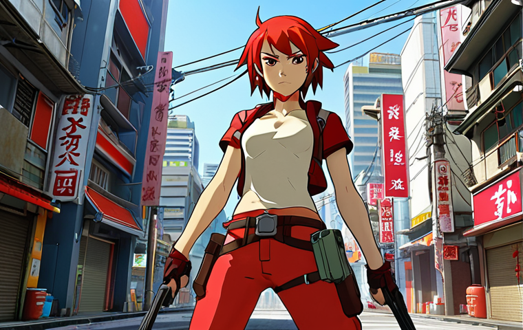 **Prompt:** A powerful and captivating character named "Red Ash" with strong abilities, set in a vibrant Asian cityscape. Focus on dynamic action and her striking design. Style: Anime-inspired, high detail.