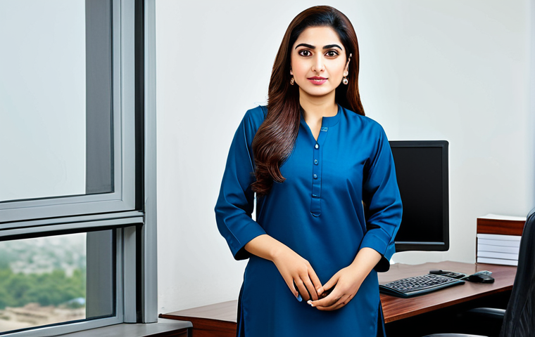 **

A professional Pakistani businesswoman in a modest Shalwar Kameez, standing in a modern office in Islamabad, fully clothed, appropriate attire, safe for work, perfect anatomy, natural proportions, professional portrait photography, high quality, family-friendly.

**