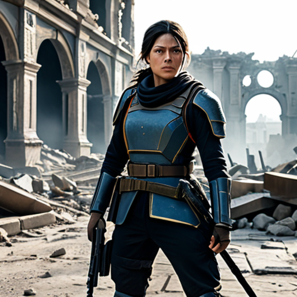 **A brave Nikke soldier in full battle gear, standing amidst the ruins of a fallen city. Dust swirls around her as she holds her weapon, ready for the next battle. The scene is dramatic and cinematic, emphasizing her determination. High quality, detailed.** *safe for work*, *appropriate content*, *fully clothed*, *professional*.