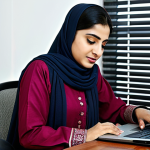 승리의여신 니케 데미지 최고 기록 - **Image Prompt 1:** "A professional Pakistani businesswoman in a modest shalwar kameez, working on a...