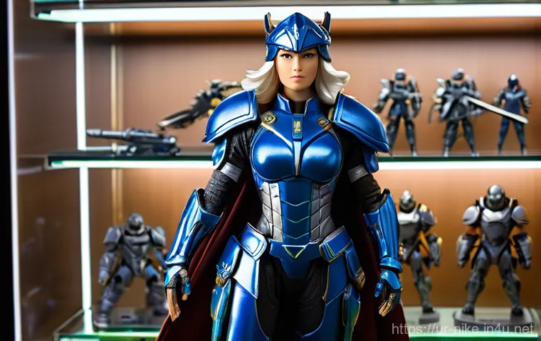 승리의여신 니케 공식 팬 굿즈 추가 - **Prompt for Figure & Collection Display:**
"A meticulously crafted, highly detailed collectible...