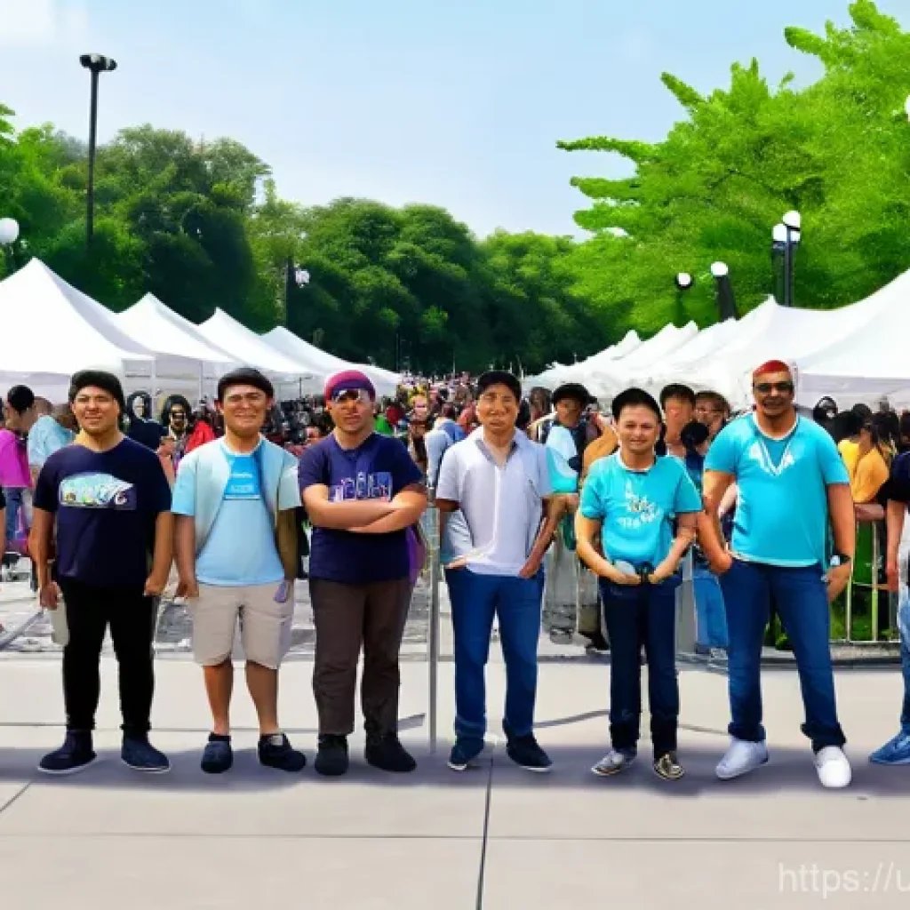 승리의여신 니케 공식 팬 활동 일정 - Nikke Fan Event: Community Gathering**
Prompt: "A vibrant outdoor fan event for the mobile game 'Ni...