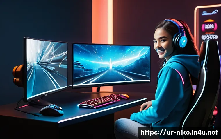 승리의여신 니케 유료 멤버십 혜택 - "A dynamic, high-energy scene featuring a jubilant female gamer in her early twenties, seated comfor...