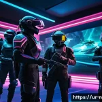 승리의여신 니케 최신 버그 대응 - A dynamic gaming scene featuring a diverse group of gamers engaged in intense multiplayer action wit...