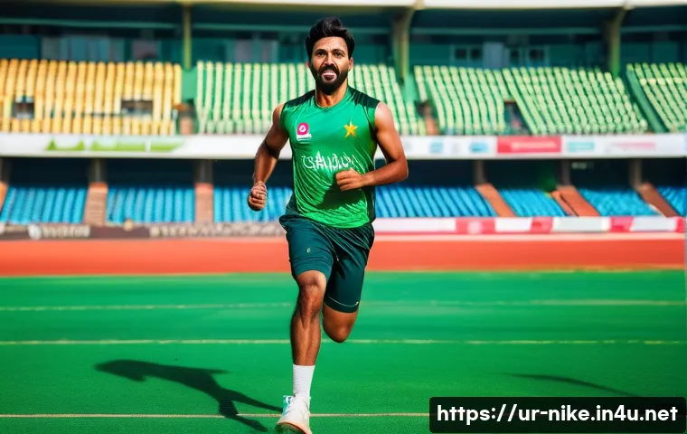 승리의여신 니케 에너지 관리법 - A dynamic sports scene showing a Pakistani male athlete in his mid-20s wearing a modern sports unifo...