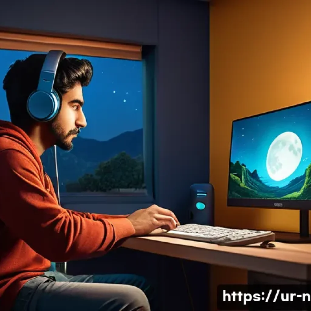 승리의여신 니케 접속 오류 해결법 - A detailed digital illustration of a cozy home gaming setup in Pakistan, featuring a young Urdu-spea...