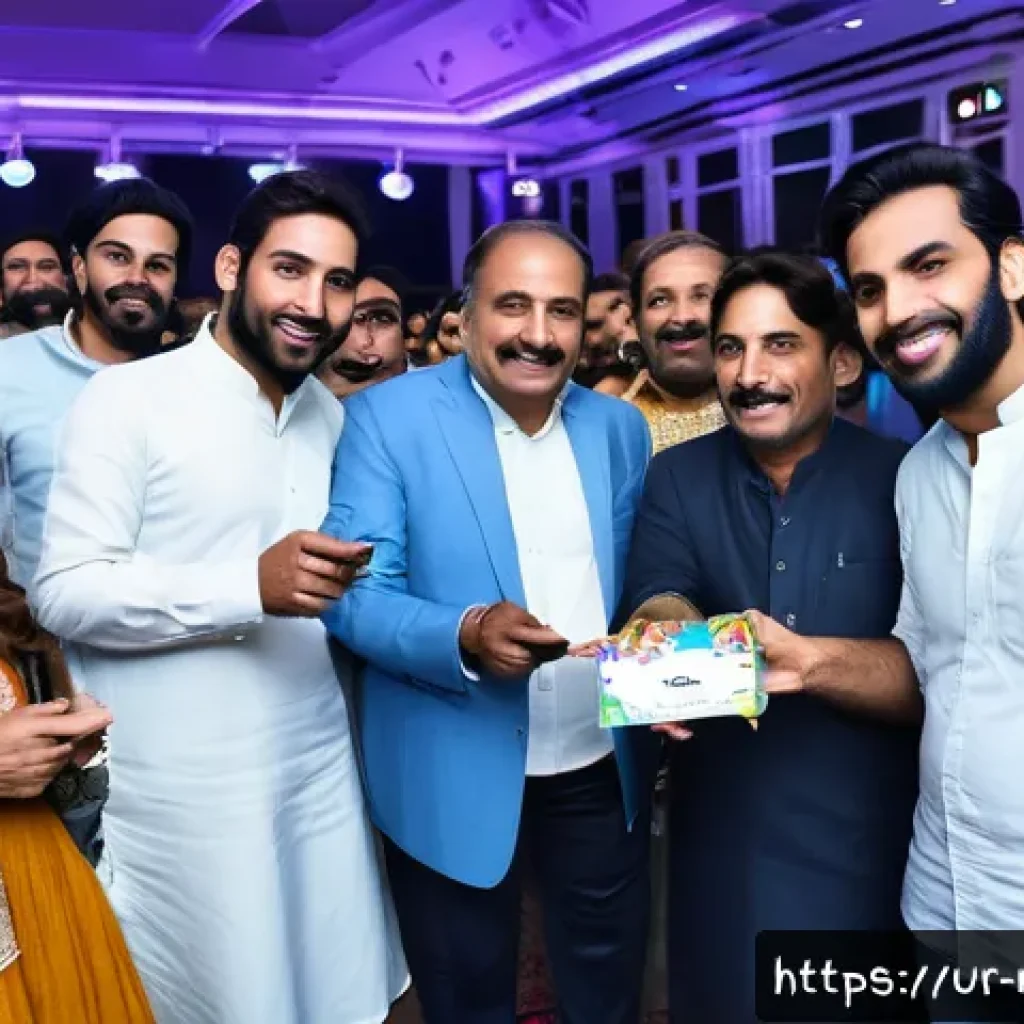 승리의여신 니케 팬미팅 준비 과정 - A vibrant fan meeting scene in a modern event hall in Karachi, Pakistan, featuring a charismatic Urd...
