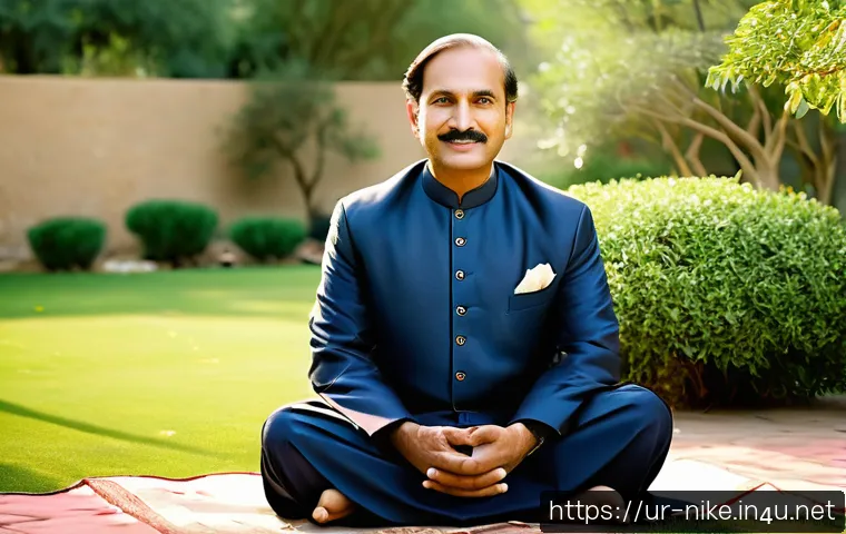 승리의여신 니케 캐릭터 전술 연구 - A dignified middle-aged South Asian man dressed in traditional Pakistani attire, sitting calmly in a...