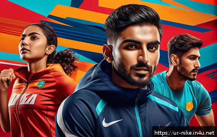 승리의여신 니케 팬 아트북 리뷰 - A dynamic and vibrant sports art scene featuring diverse athletes in motion, wearing colorful sports...