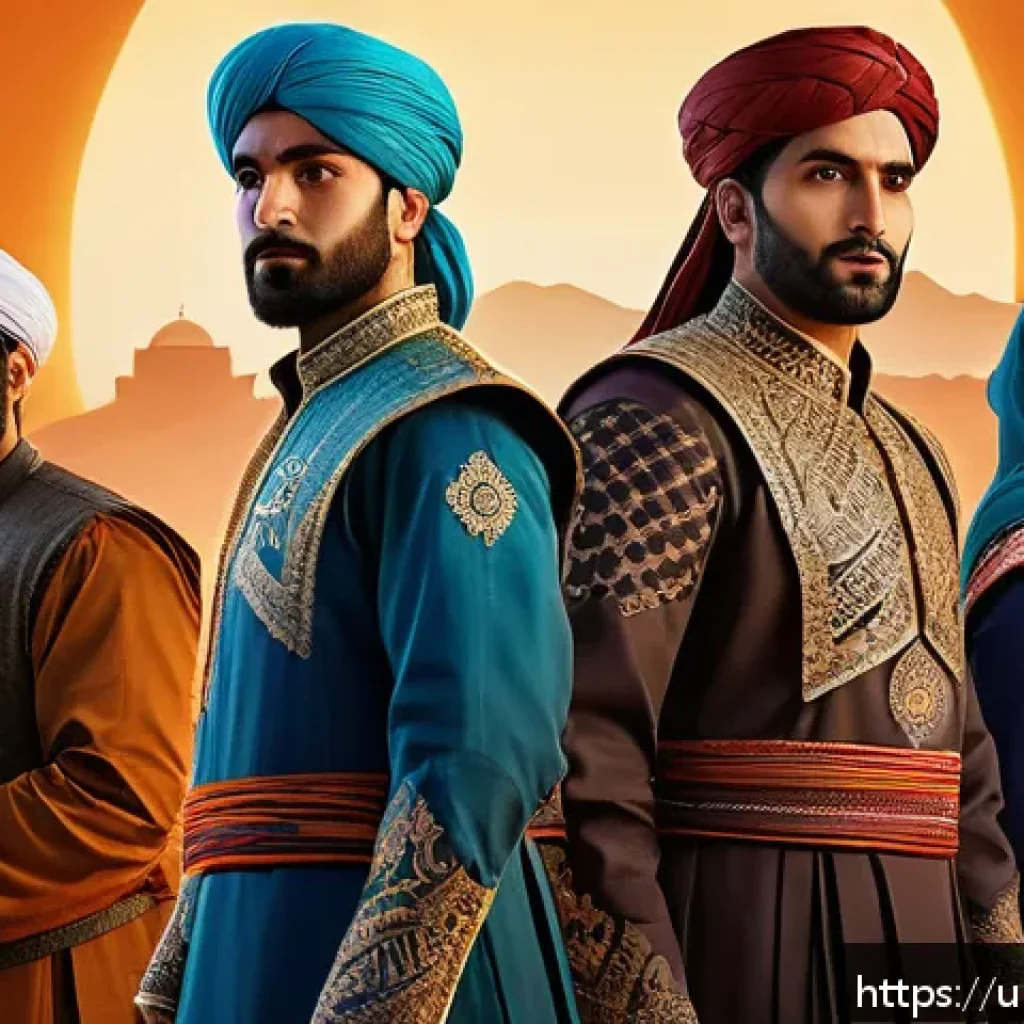 승리의여신 니케 특별 이벤트 요약 - A dynamic digital artwork of a team-based fantasy battle event inspired by Urdu culture, featuring f...