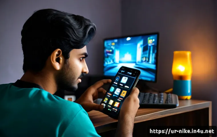 Home 17 승리의여신 니케 숨겨진 기능 발견 - Photorealistic young Pakistani gamer in a modest Lahore bedroom, discovering a hidden option on a sm...