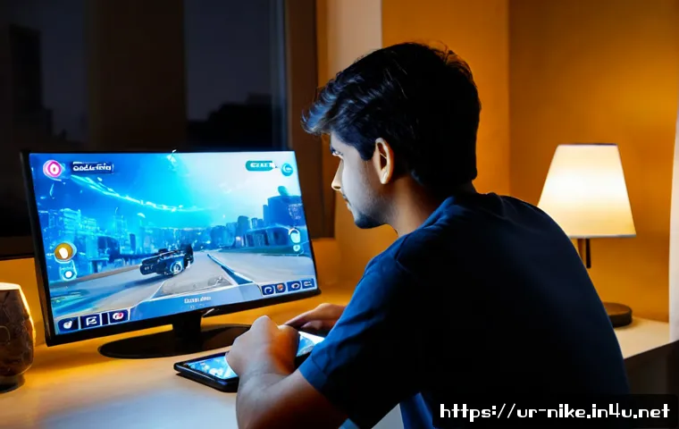 승리의여신 니케 거래소 활용법 - Photorealistic young Pakistani gamer at a tidy home desk in Lahore, thoughtfully comparing glowing r...